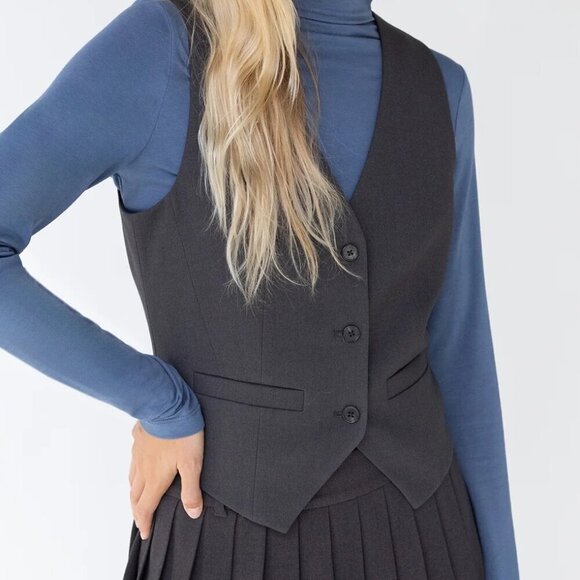 NWT Oak + Fort Wool Blend Suiting Vest Asphalt S - Picture 1 of 9